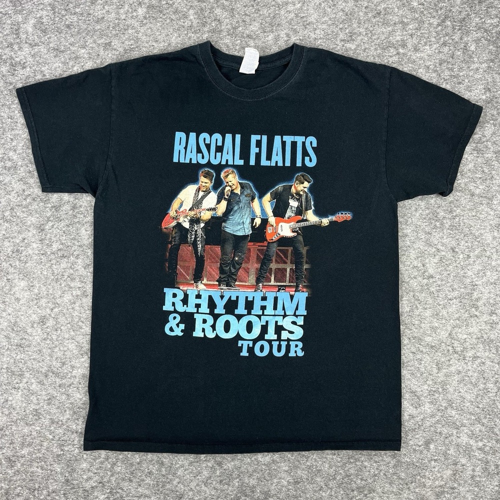 Rascal Flatts Shirt Mens Large Rhythm & Roots Tour Short Sleeve Country Music